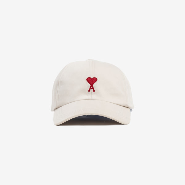 AMI Paris - Red ADC Embroidered Cap in Chalk