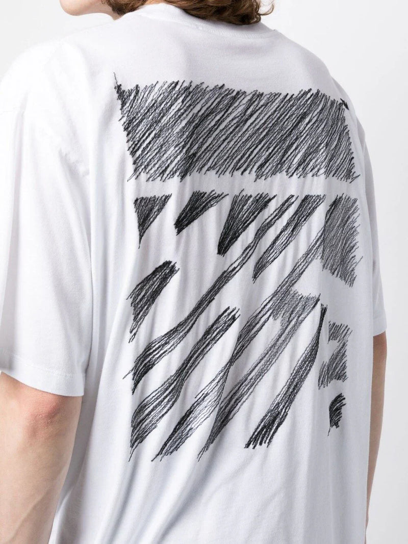 SCRIBBLE DIAG OVER S/S TEE WHITE BLACK