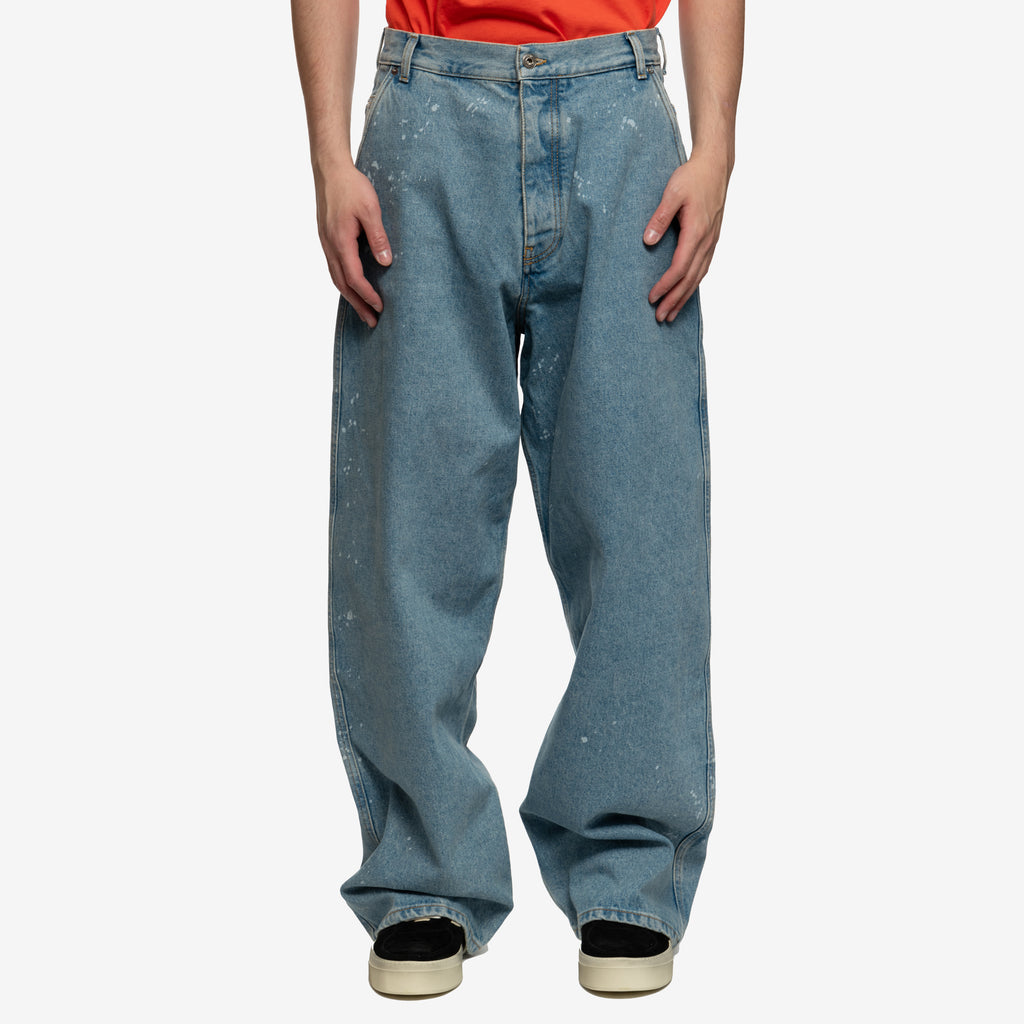 Off-White c/o Virgil Abloh Grey Baggy Hole Jeans in Gray