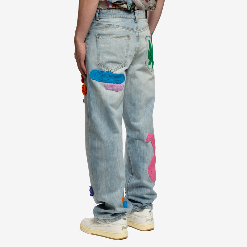 Off-White Patchwork Denim Jeans - Blue