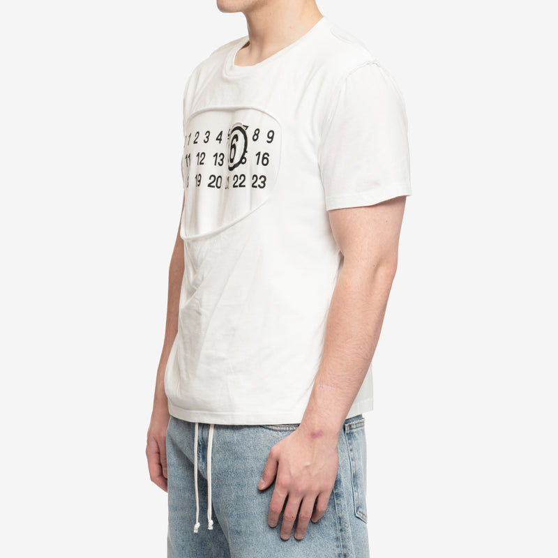 MM6 - MM6 Crater Label T-Shirt in Off White