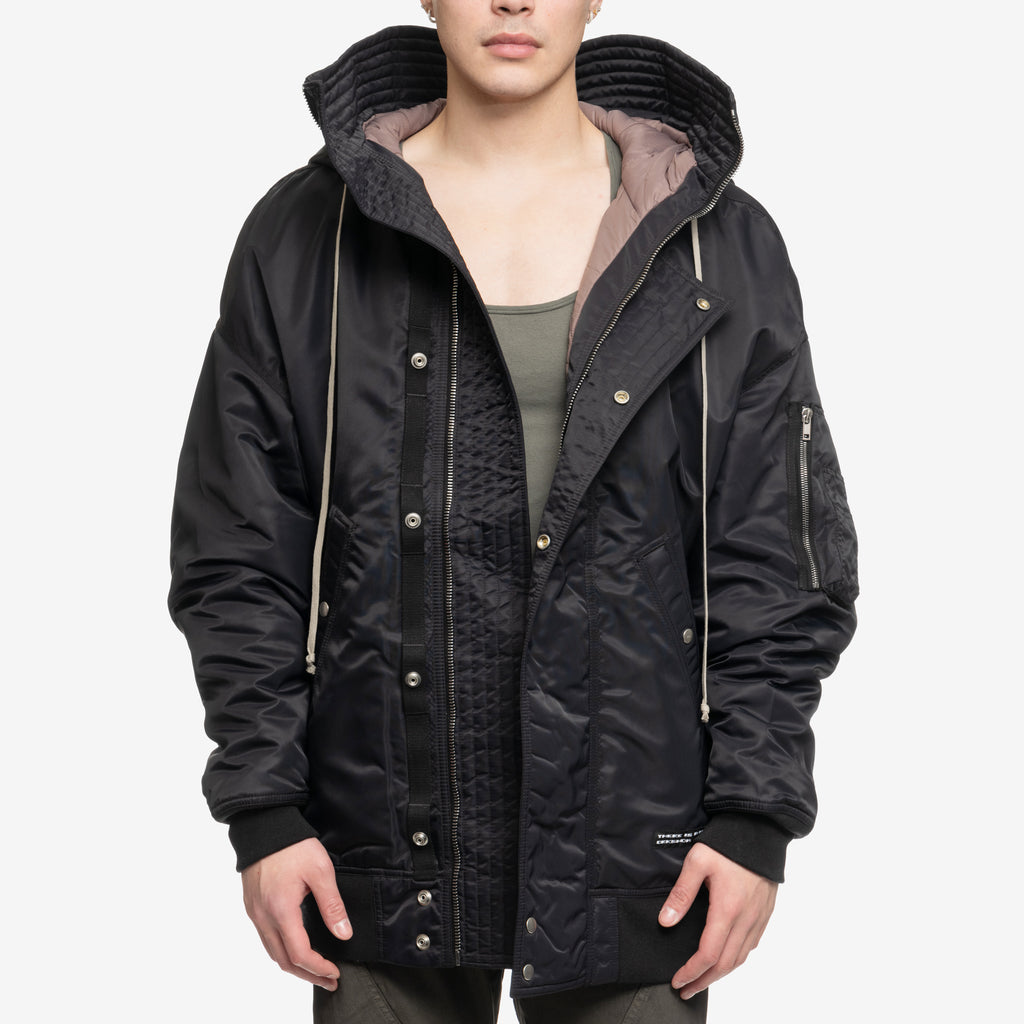 Hooded Long Bomber Jacket