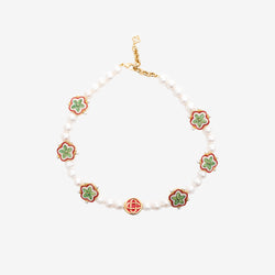 Casablanca - Gold Plated Gradient Flower Short Necklace in Gold