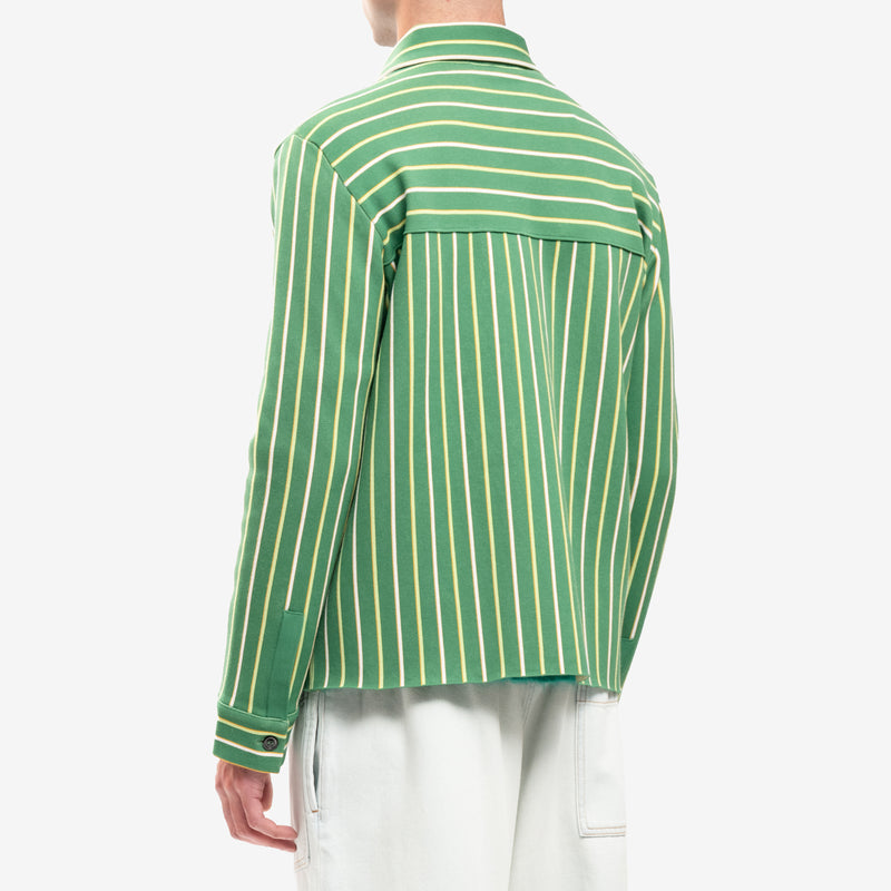 MARNI - Intarsia Stripe Boxy Shirt in Sea Green