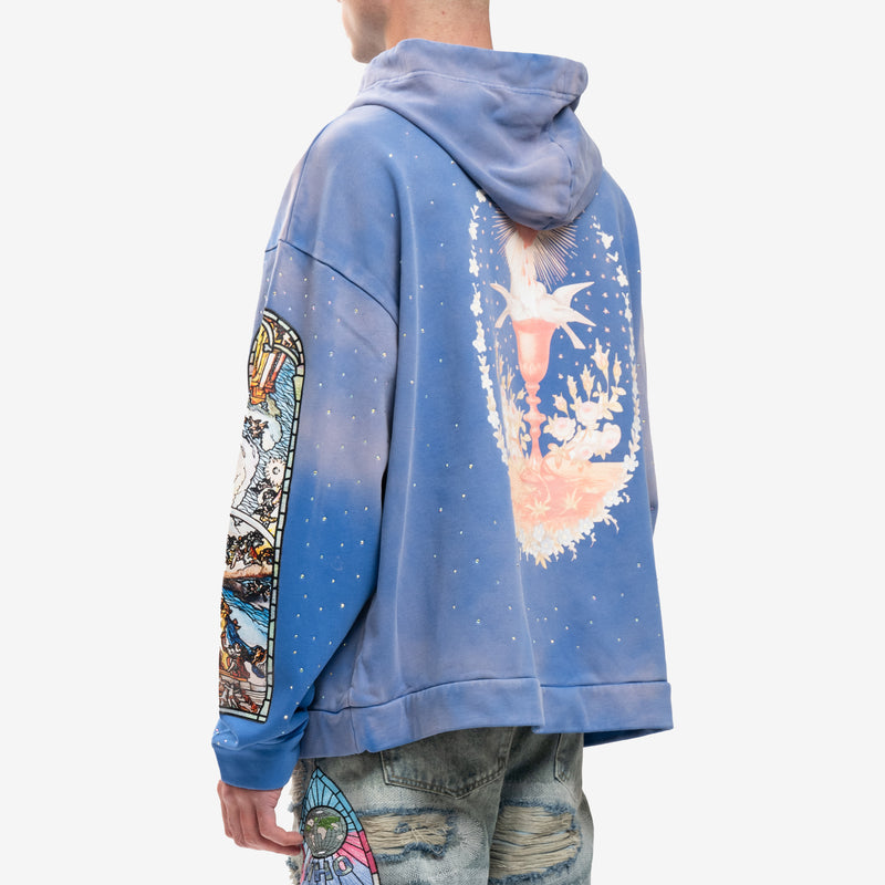 Who Decides War - Chalice Embroidered Hoody in Indigo