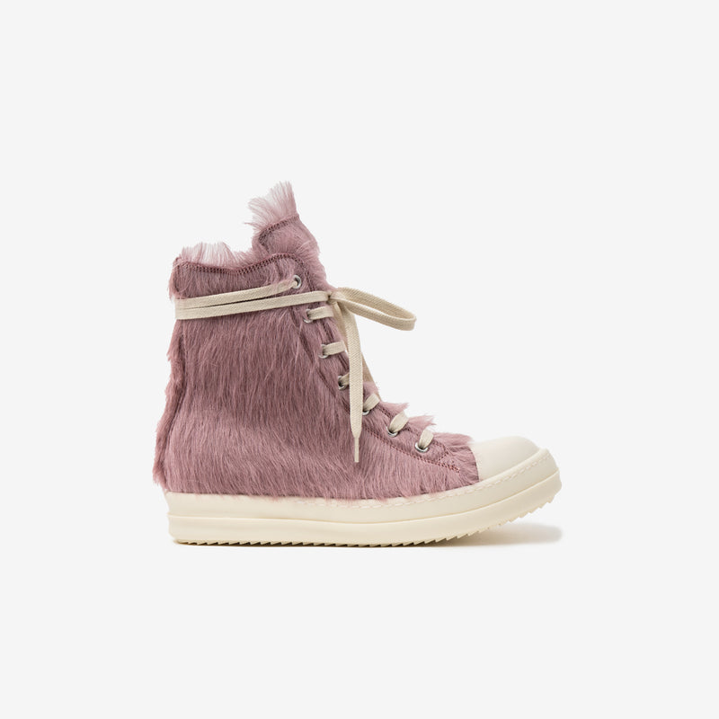 Rick Owens - Ladies Fur High-Top Sneakers in Pink