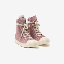 Rick Owens - Ladies Fur High-Top Sneakers in Pink