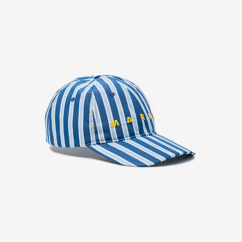 MARNI - Striped Embroidered Cap in Opal