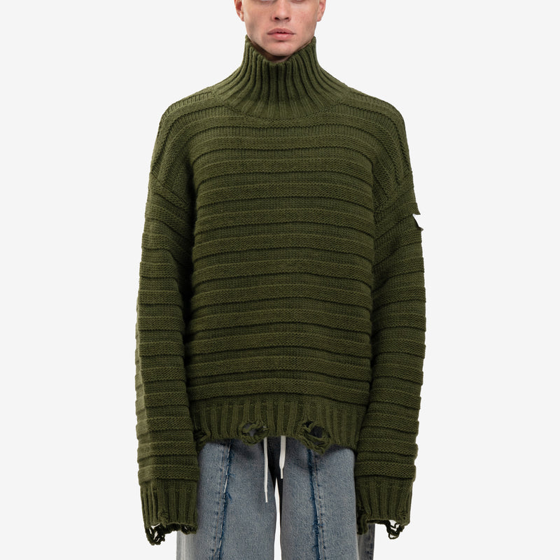 MM6 - Horizontal Link Sweater in Khaki Green