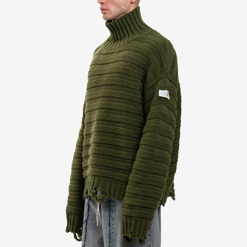 MM6 - Horizontal Link Sweater in Khaki Green