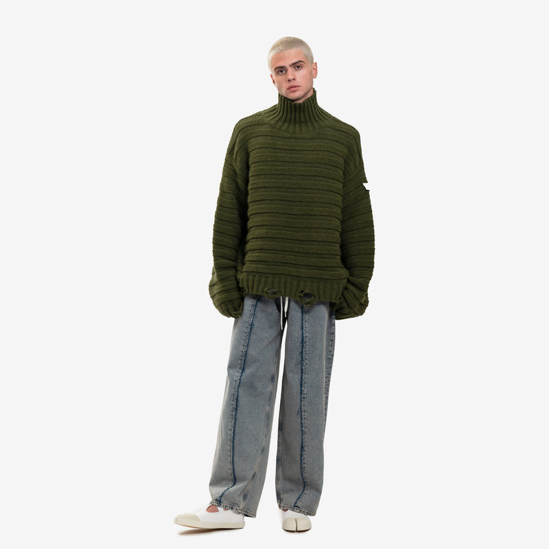 MM6 - Horizontal Link Sweater in Khaki Green