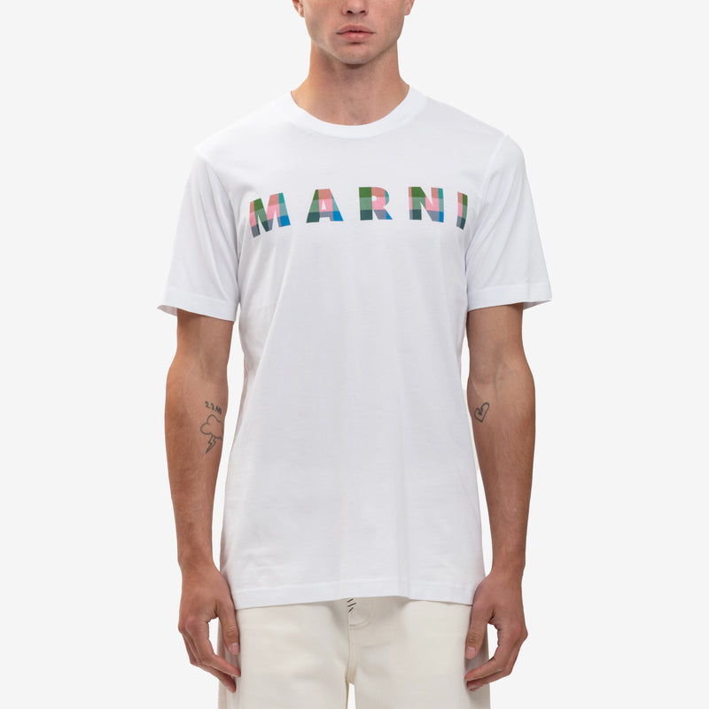 MARNI - Gingham Logo T-Shirt in Lily White