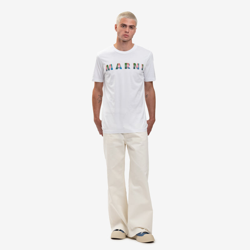 MARNI - Gingham Logo T-Shirt in Lily White