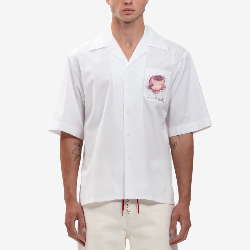 MARNI - Flower Pocket Bowling Shirt  in Lily White