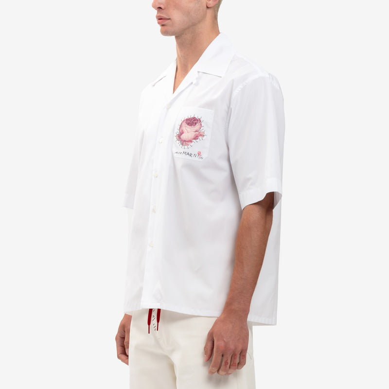 MARNI - Flower Pocket Bowling Shirt  in Lily White