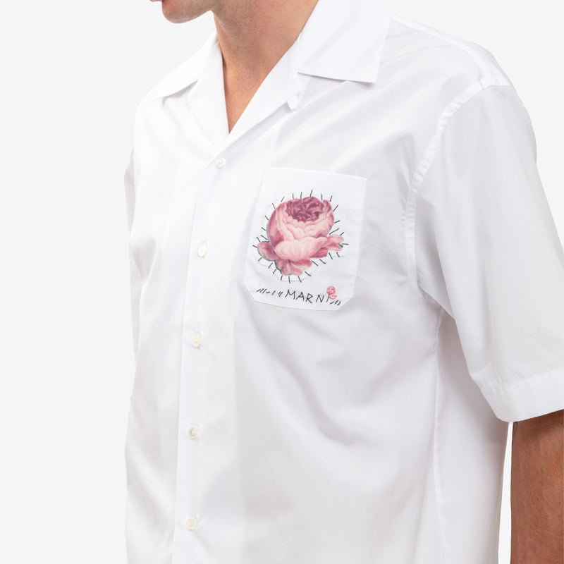 MARNI - Flower Pocket Bowling Shirt  in Lily White