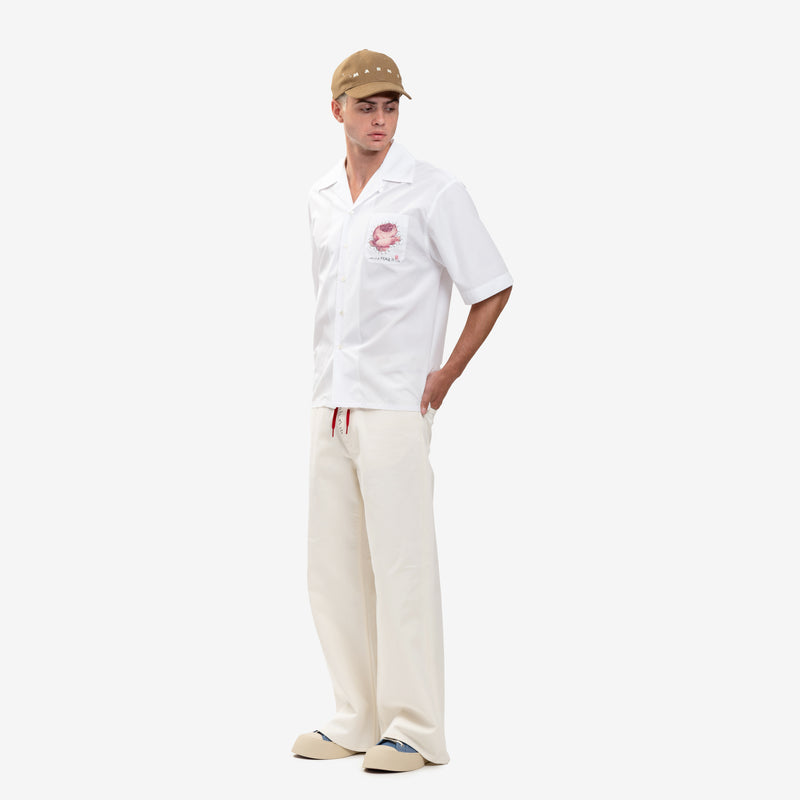 MARNI - Flower Pocket Bowling Shirt  in Lily White