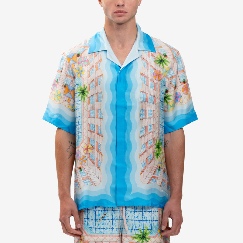 Casablanca - Le Plongeon SS Silk Shirt in Blue