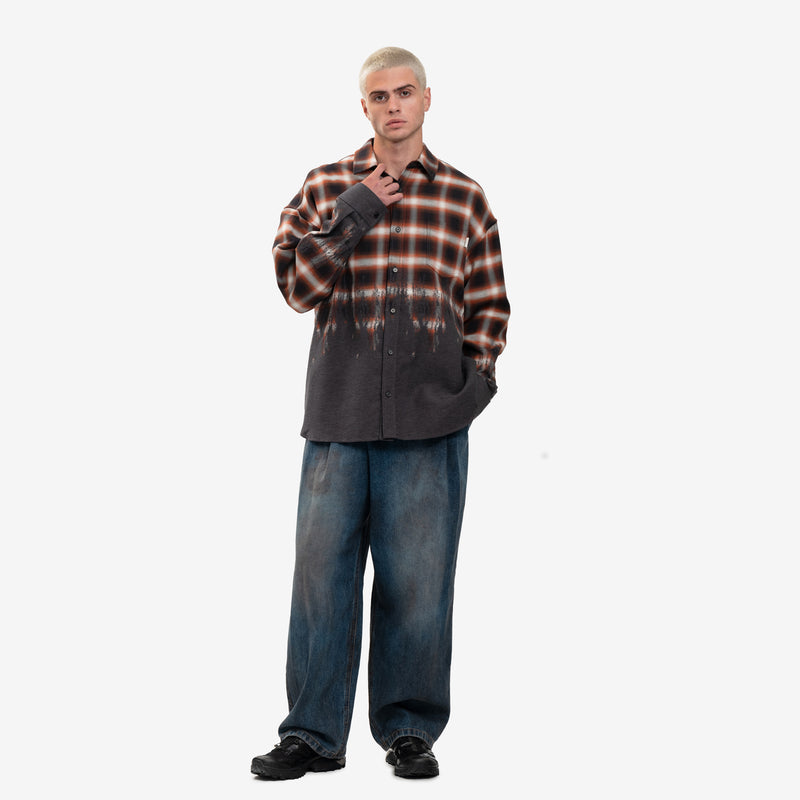 Loose Fit Border Check Shirt