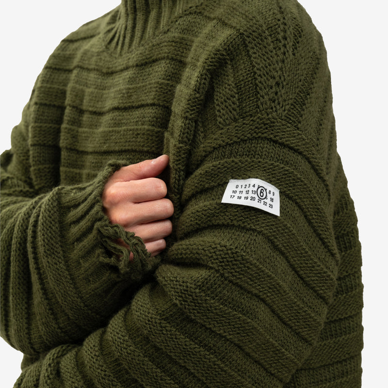 MM6 - Horizontal Link Sweater in Khaki Green