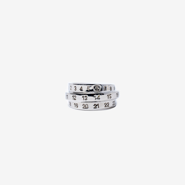 MM6 - Triple Band Logo Ring in Silver