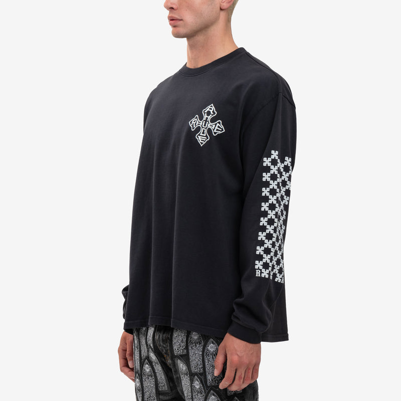 Rhude - Rhude Cross LS Vintage T-Shirt in Vintage Black