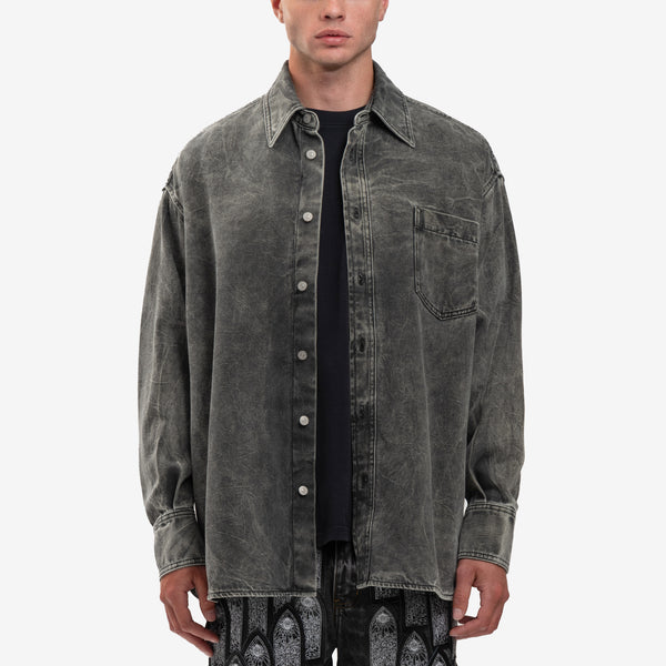 MM6 - Crinkle Wash Denim Shirt in Grey