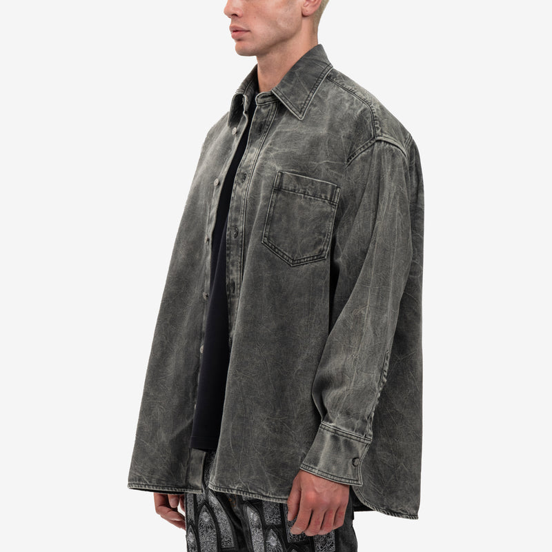 MM6 - Crinkle Wash Denim Shirt in Grey