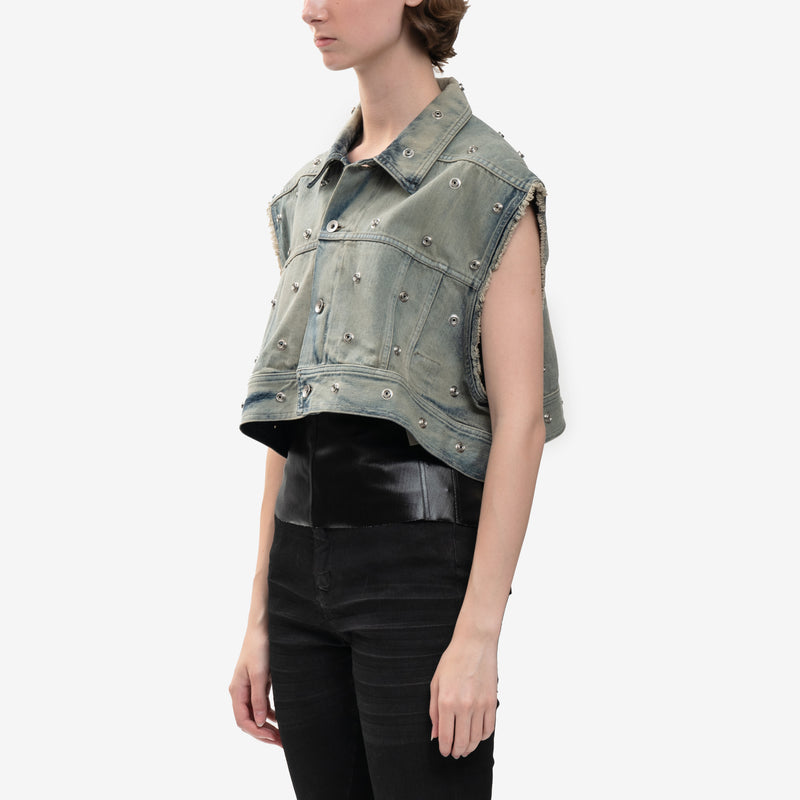 Cropped Sleeveless Jumbo Worker Jacket