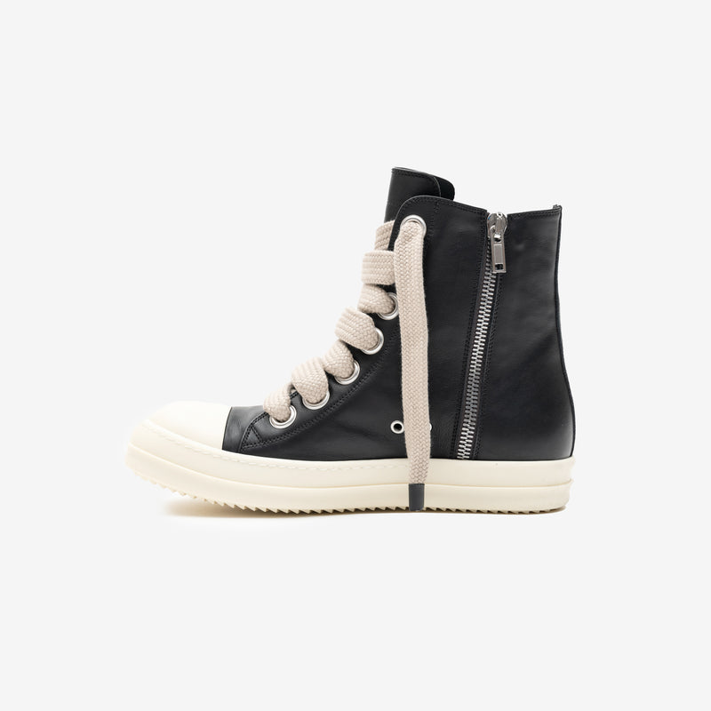 Rick Owens - High-Top Jumbolace Leather Sneakers in Black