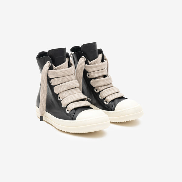 Rick Owens - High-Top Jumbolace Leather Sneakers in Black