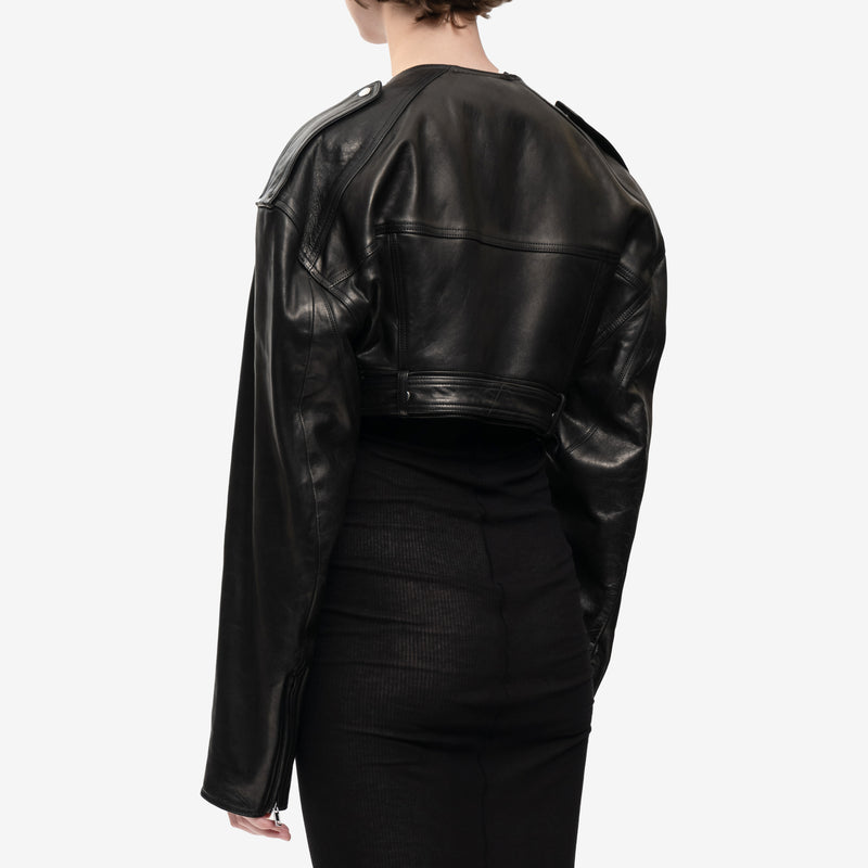 Rick Owens - Micro Biker Leather Jacket in Black