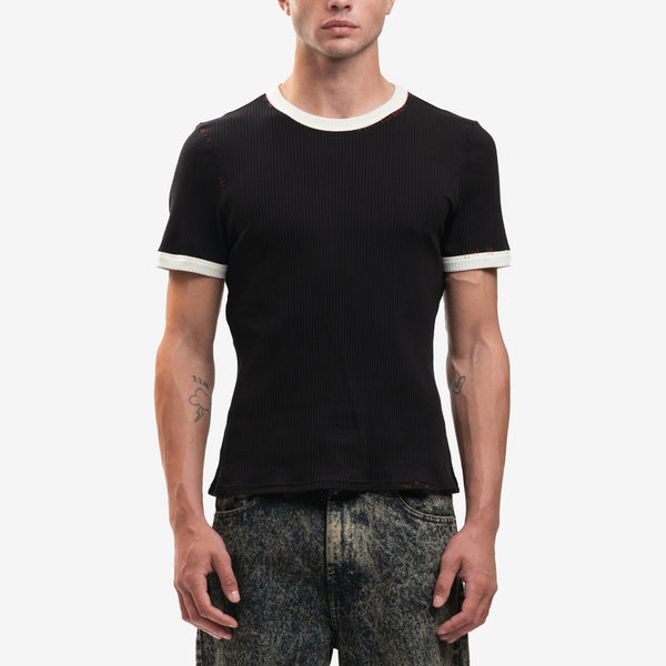 Mens MARNI Tee Ribbed Ringer T-Shirt in Black