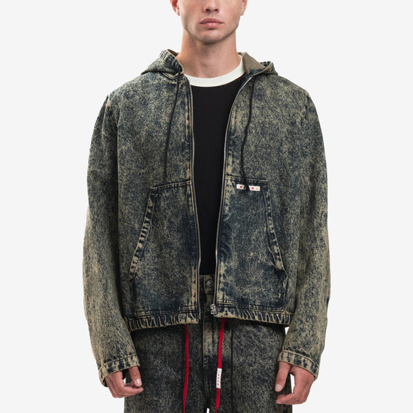 Mens MARNI Zip Hoodie Marble Dyed Zip Hoody in Nomad