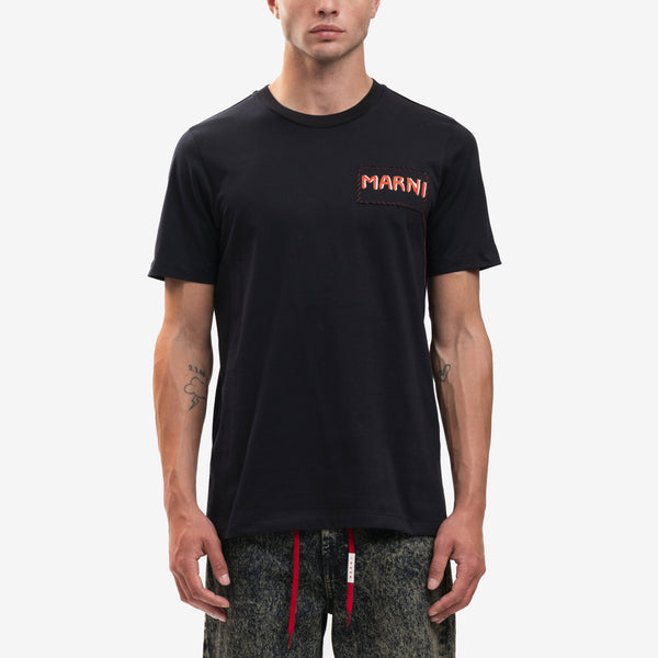 MARNI Tee for Men Mending Patch Logo T-Shirt in Black