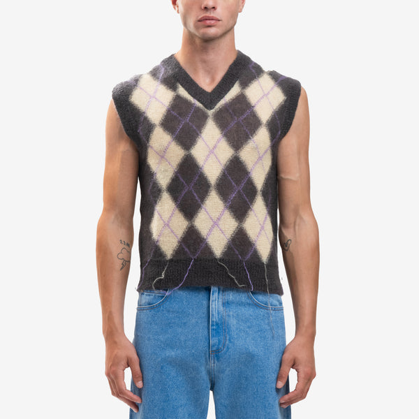 Mens MARNI Sweater Vest Argyle Light Mohair Sweater Vest