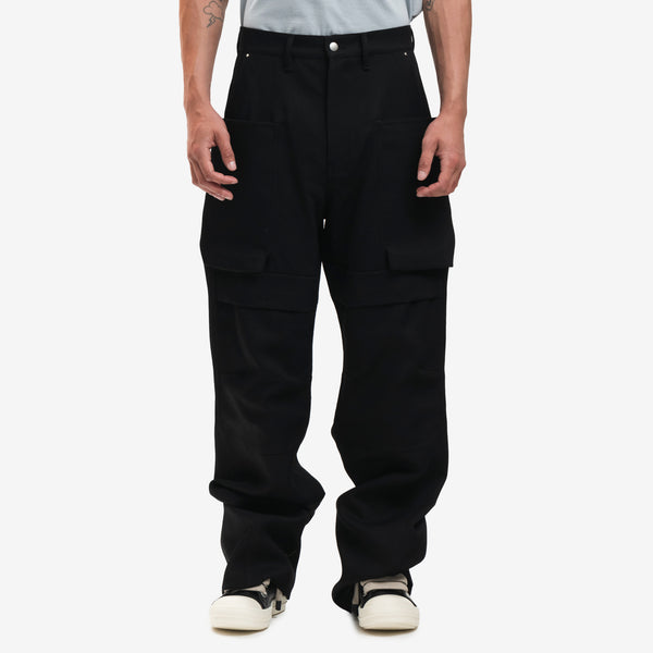 Men Rick Owens Stefan Cargo Pants in Black