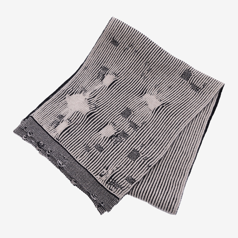 Maison Margiela MM6 Unisex Destroyed Rib Scarf in Black/Beige