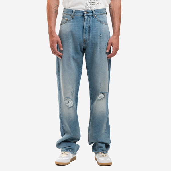 Med Wash Monogram Series Loose Jeans