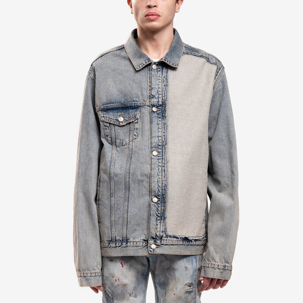 Maison Margiela MM6 Mens Cut Out Jean Jacket in Light Blue