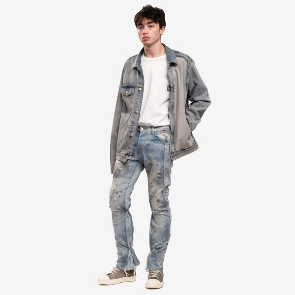 Maison Margiela MM6 Mens Cut Out Jean Jacket in Light Blue