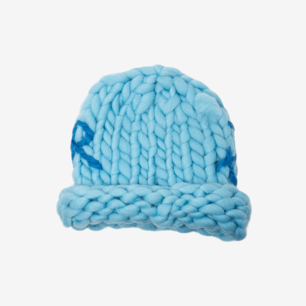 Hand Knit Chunky Blue Beanie