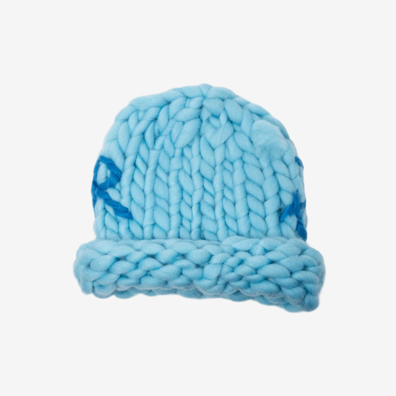 Hand Knit Chunky Blue Beanie