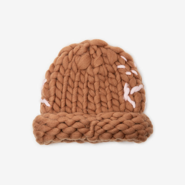 Hand Knit Chunky Light Brown Beanie