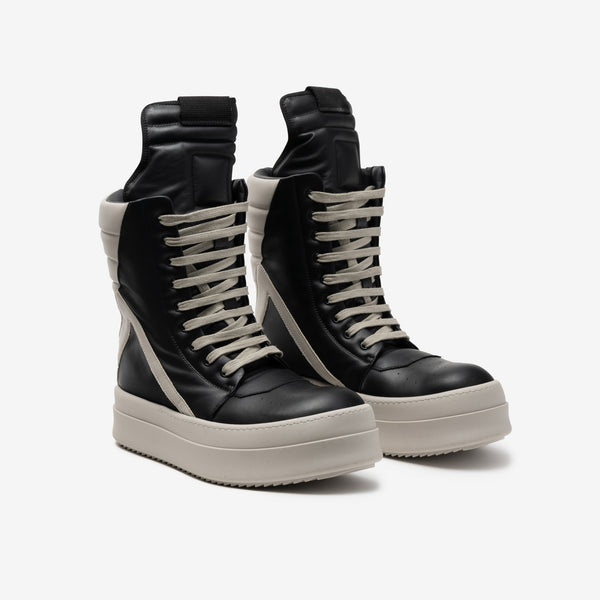 Rick Owens Shoes Mens Mega Bumper Geobasket Sneakers in Black/Pearl/Pearl