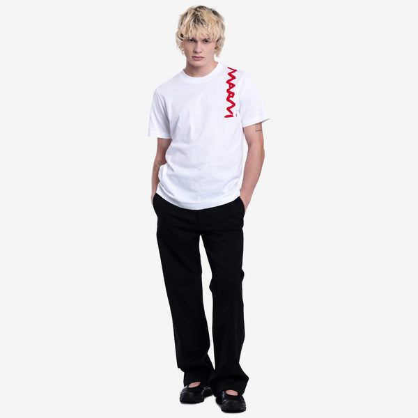 Mens MARNI - Mending Logo T-Shirt in Lily White