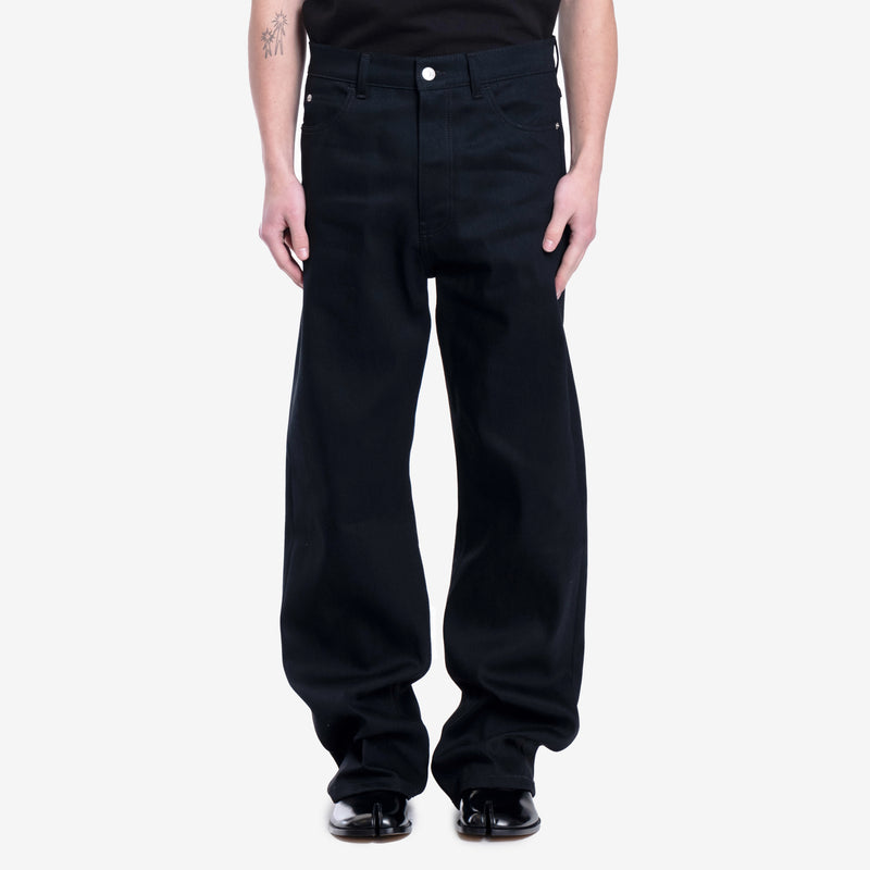 MARNI Mens Wide Leg Soft Cotton Jeans in Black