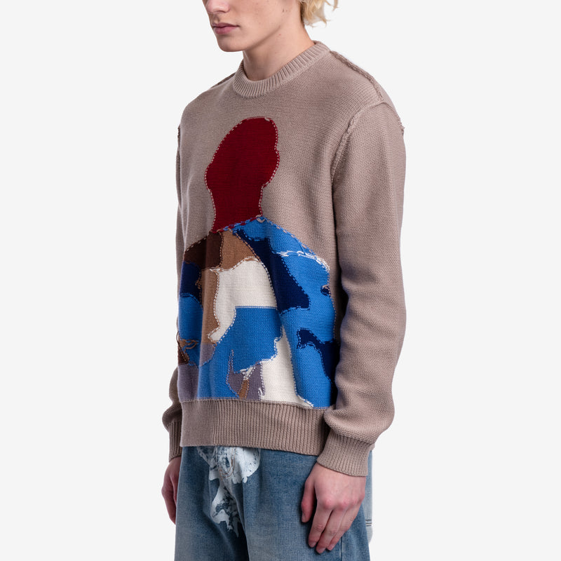 Reverse Intarsia Figure Sweater