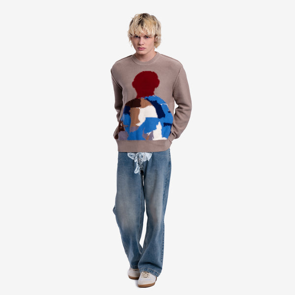 Reverse Intarsia Figure Sweater