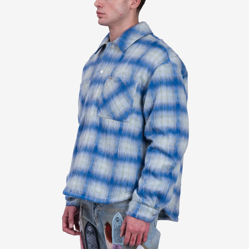 Mens Represent Clothing Textured Overshirt in Electric Blue